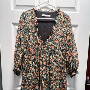 ZARA Floral Mini Dress, Large, EUC